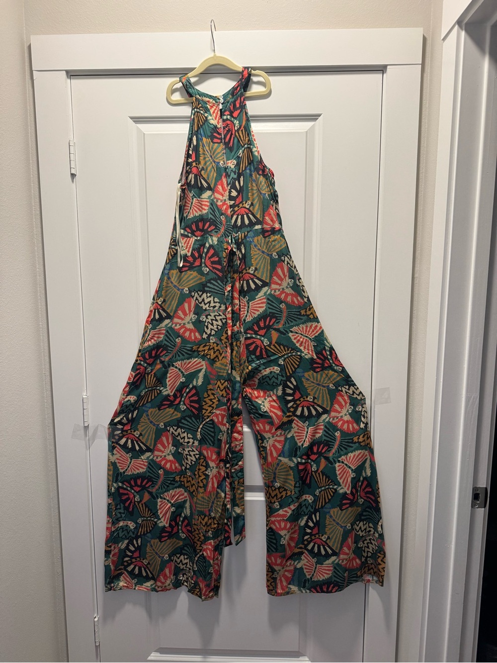 FARM Rio Teal Multi-Print Halter Wide-Leg Jumpsuit - Picture 4 of 4